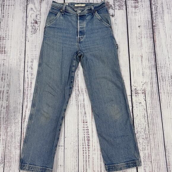Levi’s Ribcage Straight Big E Jeans 25 Light Wash High Rise Button Fly - Picture 1 of 9